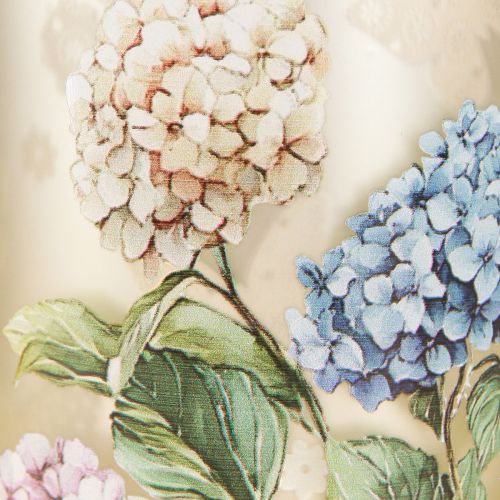 Floristik21 Windlicht Glas 12,5cm mit Hydrangea-Motiv und goldener Innenfläche