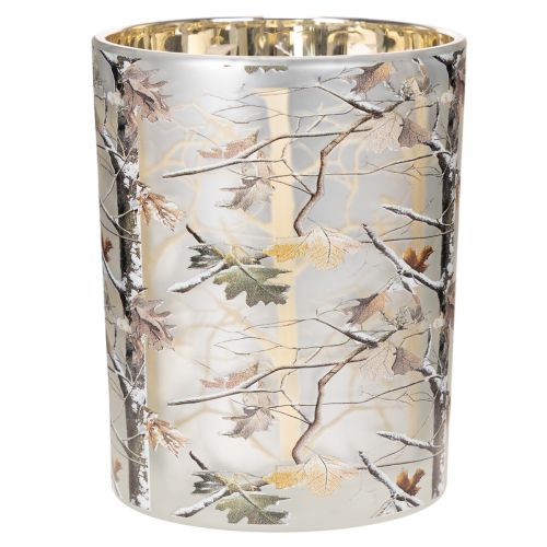Windlicht Glas 12cm Zweigdesign Gold Innenseite | Floristik21.de