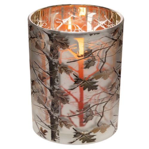Windlicht Glas 12cm Zweigdesign Gold Innenseite | Floristik21.de