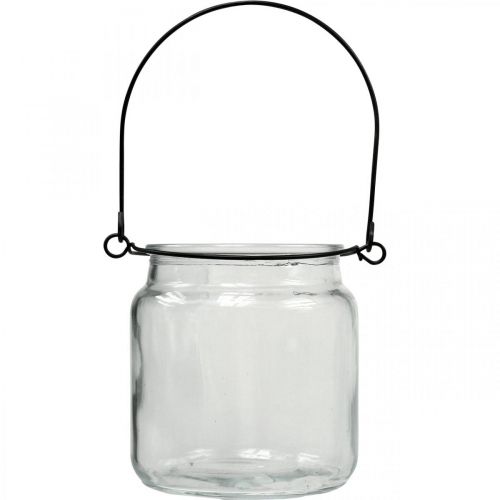 Floristik21 Windlicht Glas Hängewindlicht mit Henkel Ø8cm H10,5cm
