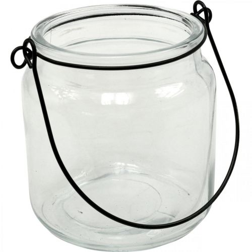 Floristik21 Windlicht Glas Hängewindlicht mit Henkel Ø8cm H10,5cm