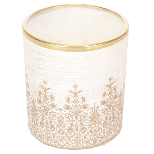 Windlicht Glas Teelichthalter Blumenmuster Ø8cm H9cm 2St | Floristik21.de