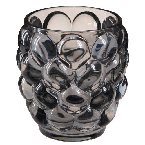 Floristik21 Grau getöntes Windlicht-Glas 4er Set Ø9cm H9,5cm für Innen & Außen