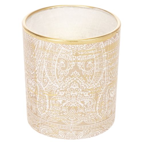 Windlicht Glas Teelichthalter Paisley Muster Ø8cm H9cm 2St | Floristik21.de
