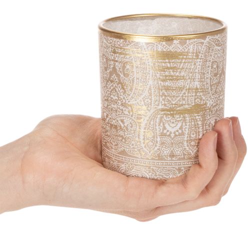 Windlicht Glas Teelichthalter Paisley Muster Ø8cm H9cm 2St | Floristik21.de