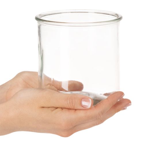 Rundes Windlichtglas 12 cm, klares Glas, Set mit 2 Stück, vielseitig einsetzbar | Floristik21.de