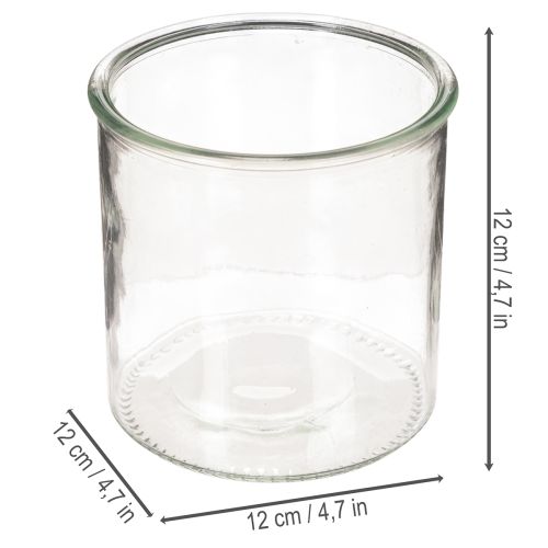 Rundes Windlichtglas 12 cm, klares Glas, Set mit 2 Stück, vielseitig einsetzbar | Floristik21.de