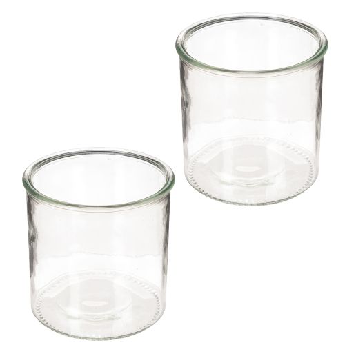 Rundes Windlichtglas 12 cm, klares Glas, Set mit 2 Stück, vielseitig einsetzbar | Floristik21.de