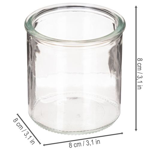 Glaswindlicht rund klares Glas Teelichthalter 8cm 3er-Set | Floristik21.de
