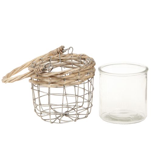 Artikel Windlicht Hängedeko Metall Glas Weide 2er Set Garten Balkon Vintage