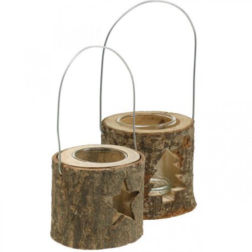 Teelichthalter zum Aufhängen Teelichthalter Holz 7,5cm 2St