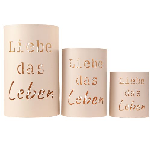 Artikel Windlicht Liebe das Leben Beige Gold Ø13/10,5/9cm 3er-Set romantische Dekoration