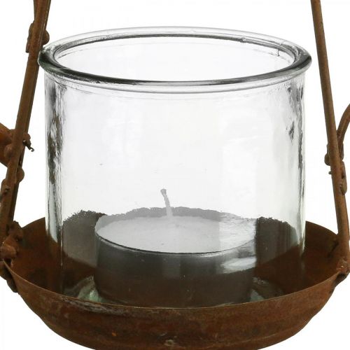 Floristik21 Windlicht Metall Glas Teekanne Edelrost Deko Ø15cm H26cm