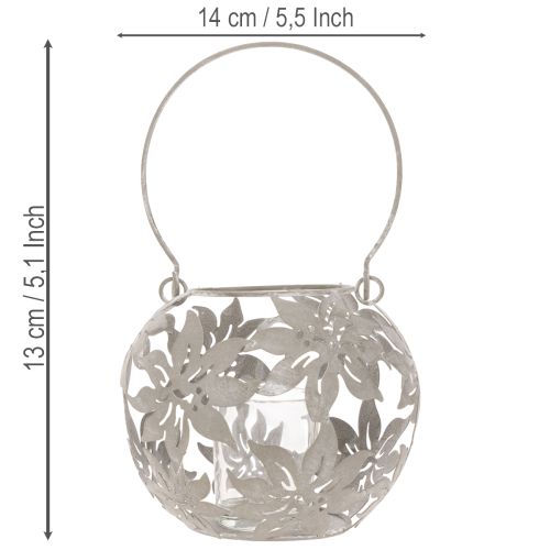 Windlicht Metall Hängedeko Deko Laterne Grau Ø14cm H13cm | Floristik21.de