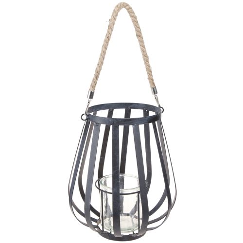 Floristik21 Windlicht Metall Glas Anthrazit 23cm Laterne Deko Garten