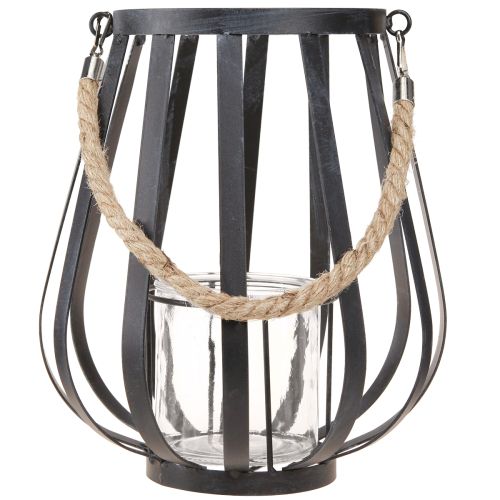 Artikel Windlicht Metall Glas Anthrazit 23cm Laterne Deko Garten