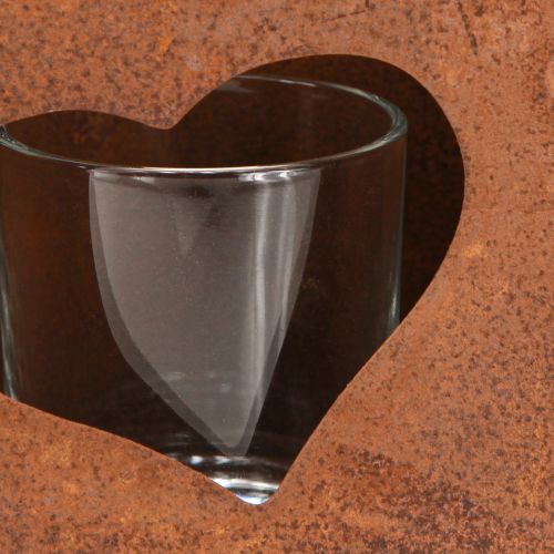 Artikel Windlicht Metall Tasche Rost mit Glaseinsatz 15cm 2er Set