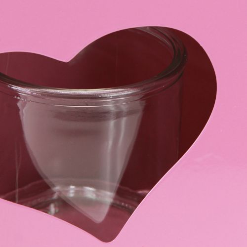 Artikel Romantisches Windlicht Metall Tasche Rosa mit Herz H26cm für Floristen