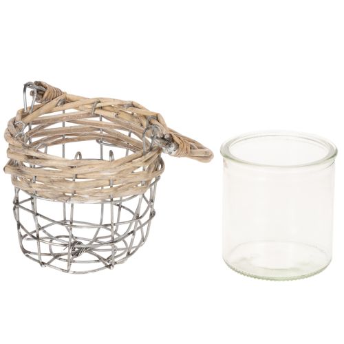 Windlicht Teelichthalter Glas Metall Weide 10,5cm 3er Set | Floristik21.de