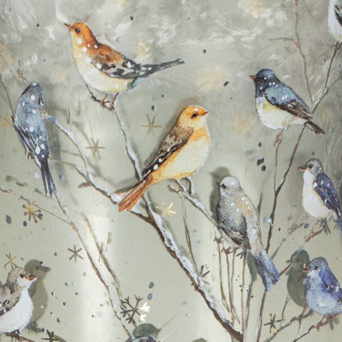 Kerzenglas aus Glas mit Vogelmotiv und glänzender Innenseite, 12 cm, für Innenbereiche | Floristik21.de