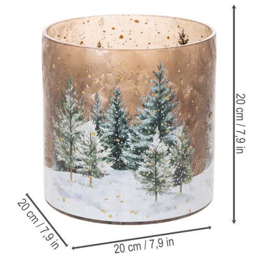 Windlicht Glas 20cm Winterwald-Motiv Innenbereich | Floristik21.de