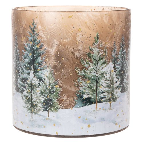 Windlicht Glas 20cm Winterwald-Motiv Innenbereich | Floristik21.de