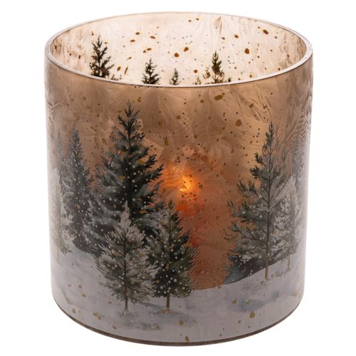 Windlicht Glas 20cm Winterwald-Motiv Innenbereich | Floristik21.de
