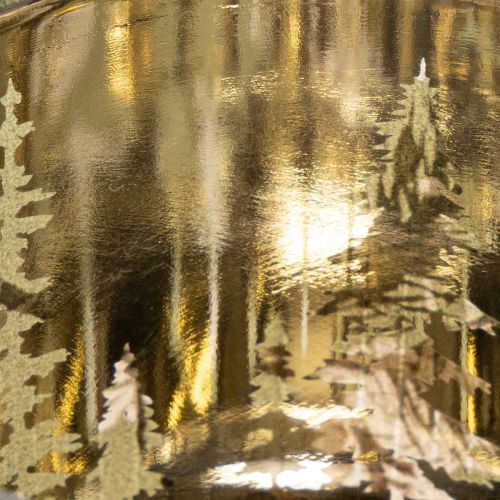 Glas-Windlicht mit Tannenzweig-Motiv 8cm Gold-Innenseite 2er-Set | Floristik21.de