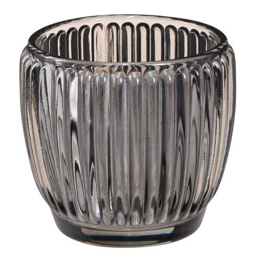 Artikel 6er Set Glas-Windlicht Grau Ø7cm H7cm für Herbst-/Winterdeko