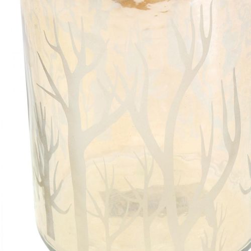 Windlicht Glas Bäume Braun Kerzenglas Ø12cm H15cm