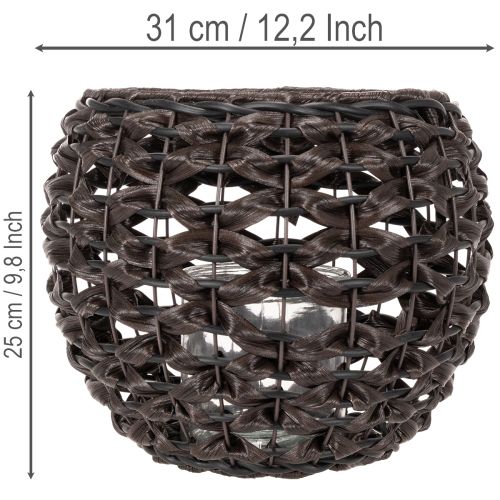 Windlicht geflochten Schwarz, Braun Sommerdeko Ø31cm H25cm | Floristik21.de