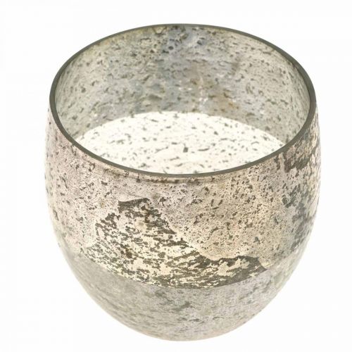 Floristik21 Windlicht Glas Vintage Teelichtglas zweifarbig Ø10cm H9cm