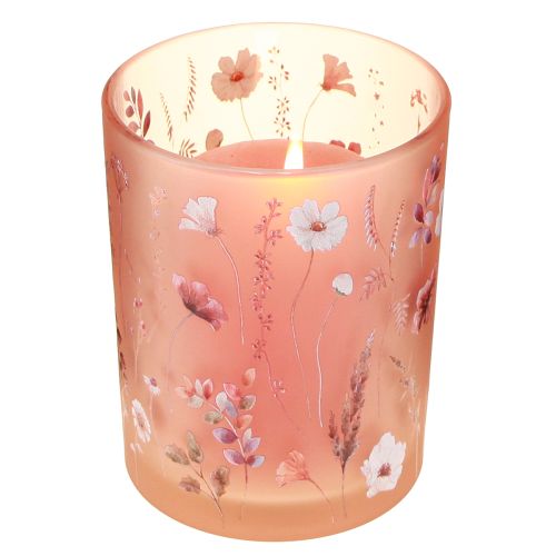 Artikel Deko Windlicht Glas mit Blumenmotiv 12,5 cm Rosa-Weiß im 2er-Set
