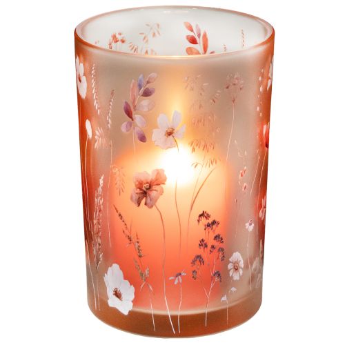 Artikel Teelichthalter Glas 18cm Rosa mit Blumenmotiv – Stimmungsvoll und Eleganz für jede Deko