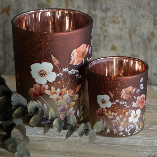 Artikel Windlicht Set aus Glas 4-teilig mit Blumenmotiv in Rot für stimmungsvolle Dekoration 8 cm