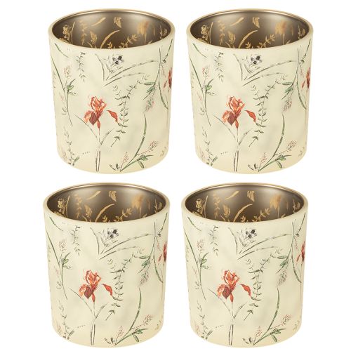 Artikel Deko Windlicht Glas Set mit floralem Muster 8 cm 4 Stück
