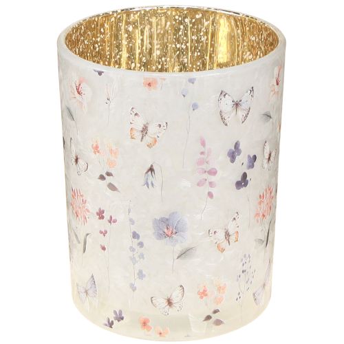 Windlicht Glas 12,5 cm mit Schmetterlingsdesign im 2er Set für stimmungsvolle Dekoration