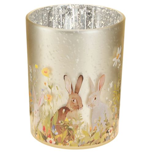 Deko Windlicht Glas mit Osterhasenmotiv 12,5cm 2er-Set für frühlingshafte Akzente