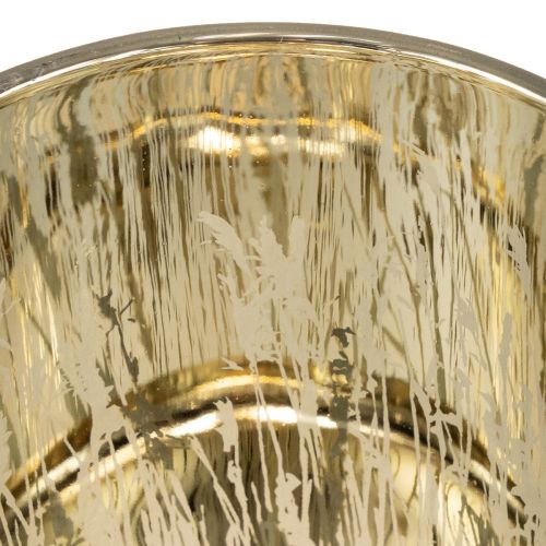 Artikel Glas Windlicht mit Gräsermotiv Blau Gold 12,5 cm 2er-Set für stimmungsvolle Deko