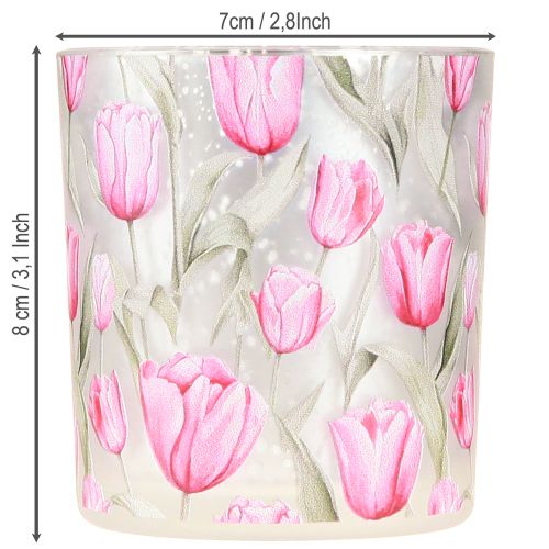 Floristik21 Deko Windlichter aus Glas mit rosa Tulpenmotiv im 4er Set – Perfekt für frühlingshafte Akzente