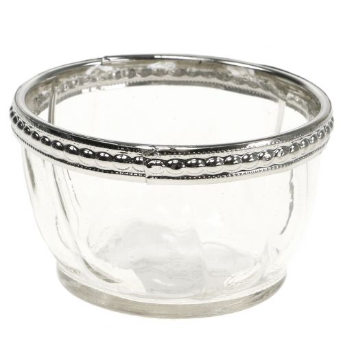 Floristik21 Teelichtglas Antik mit Metallrand  Ø7cm H4cm