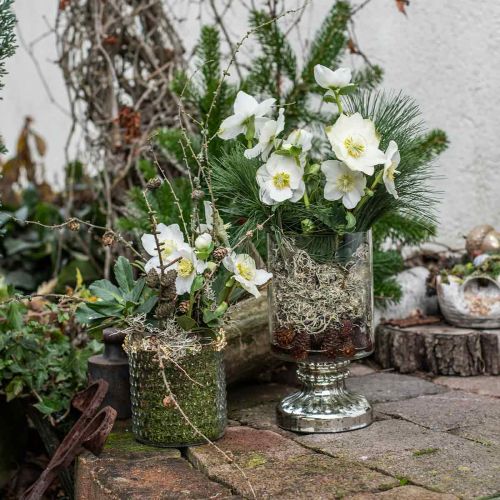 Windlicht Glas Kerzenglas Antik Look Silber Ø13cm H24cm