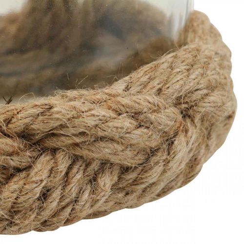 Floristik21 Windlicht Glas Naturfaser Hanf geflochten Ø13cm H10cm