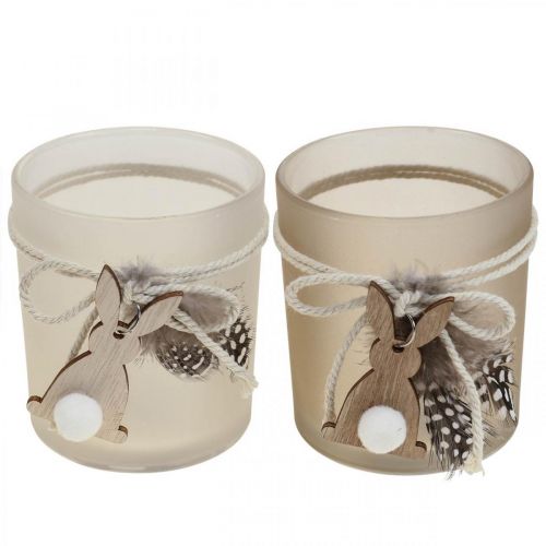Floristik21 Windlicht Glas Teelichthalter Ostern Ø8cm H9cm 2St