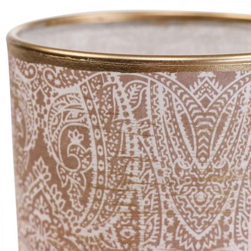 Windlicht Glas Teelichthalter Paisley Muster Ø8cm H9cm 2St