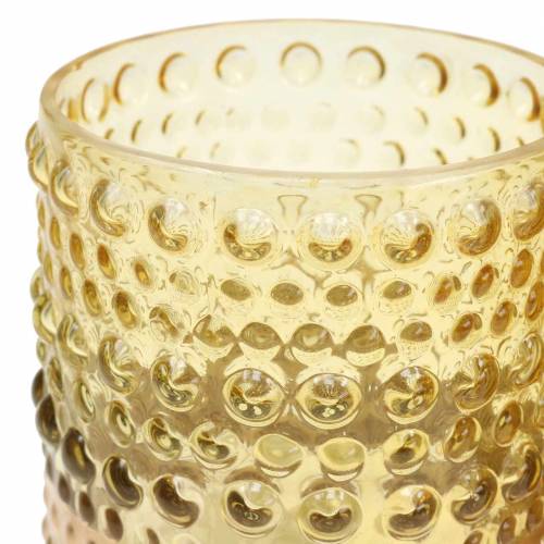 Windlicht aus Glas Gelb, Gold Ø8,5cm H8cm 4St