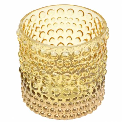Windlicht aus Glas Gelb, Gold Ø8,5cm H8cm 4St