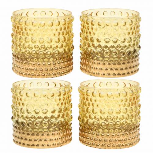 Windlicht aus Glas Gelb, Gold Ø8,5cm H8cm 4St Windlicht aus Glas Gelb, Gold Ø8,5cm H8cm 4St