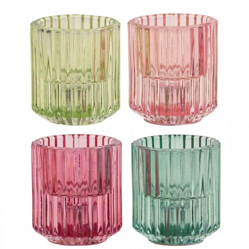 Floristik21.de Windlicht Glas Geriffelt Teelichthalter Ø5,5cm H6cm  4St-858461