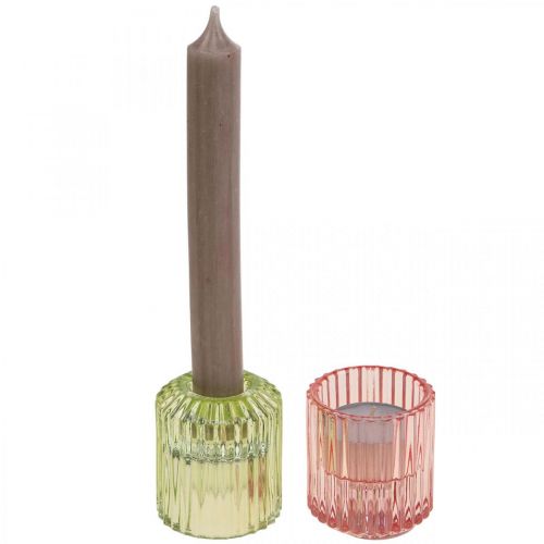 Artikel Windlicht Glas Geriffelt Teelichthalter Ø5,5cm H6cm 4St